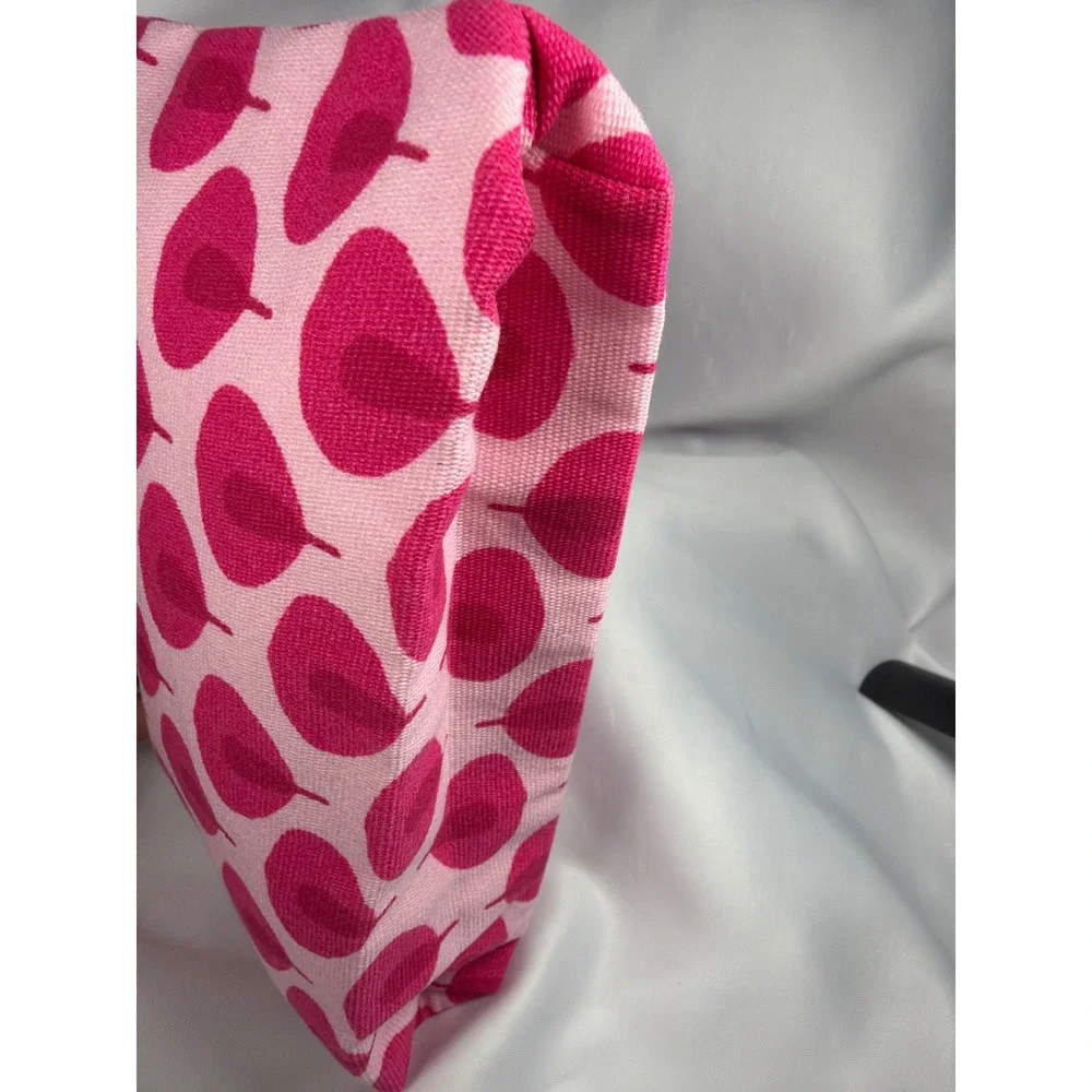 Estee Lauder Recycled Fabric Makeup Bag Womens OS Pink Leaf Pattern Travel Pouch
